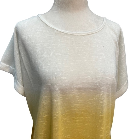 NWT😍SOYA Concept White Yellow Ombre Short Sleeve T-Shirt Size L - Picture 3 of 10